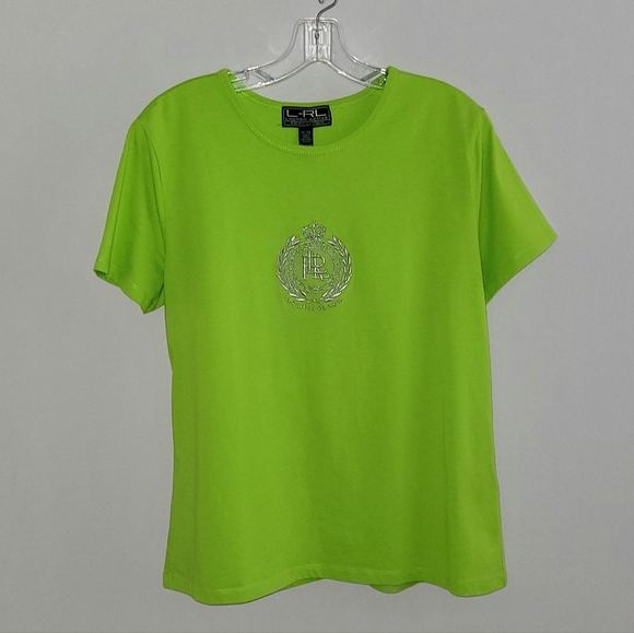 Lauren Ralph Lauren Active Silver Embroidered Logo 100% Cotton Tshirt NEW - Picture 7 of 8